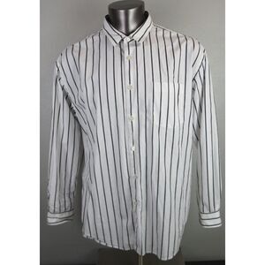 Mens Hugo Boss Dress Shirt Size XXL Relaxed Fit Button Front White Black Noah_P‎